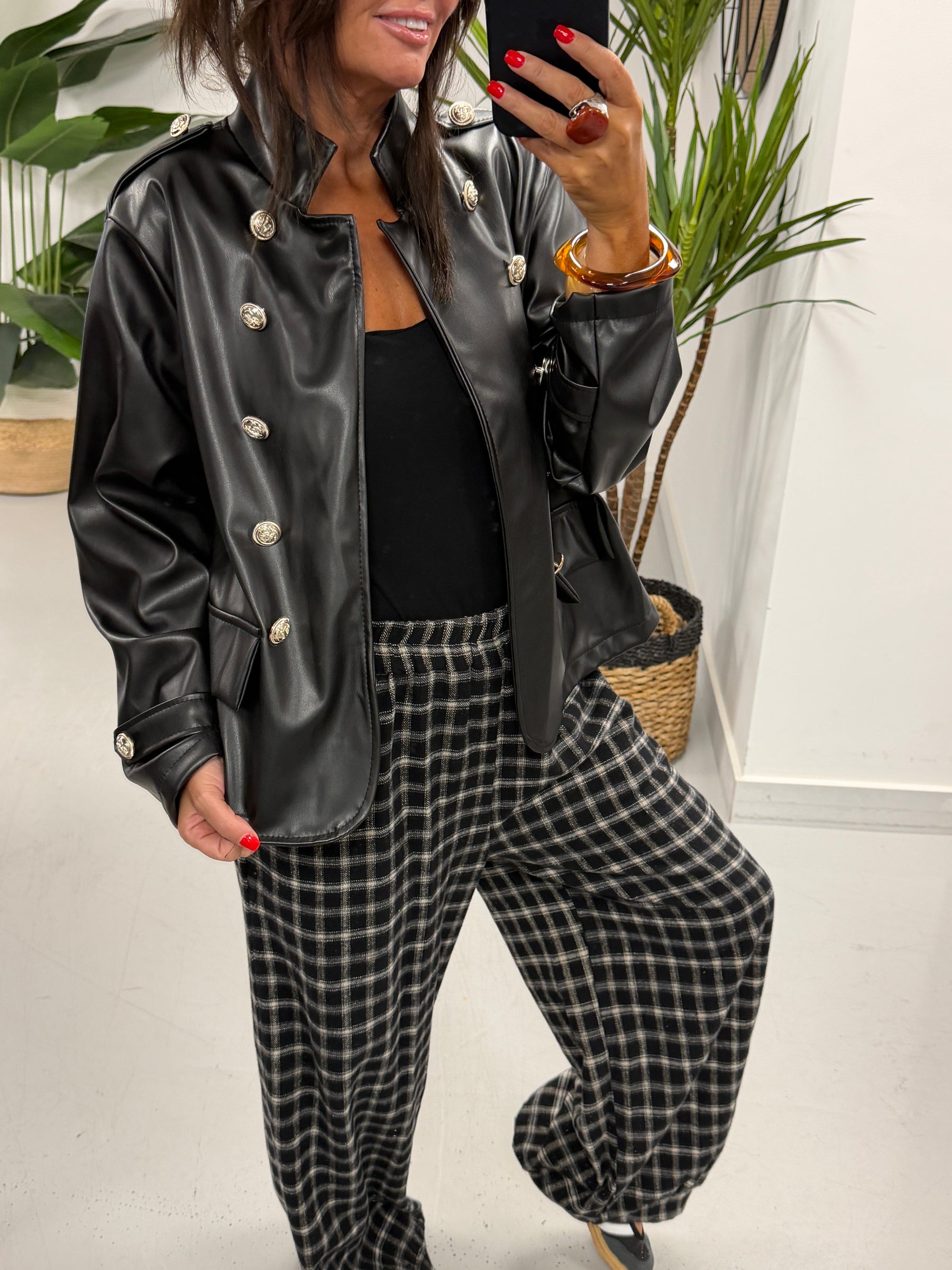 Ranch PU Military Blazer - Black