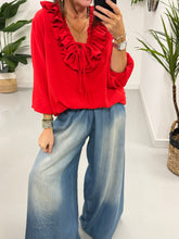 Luna Double Ruffle Blouse - Red