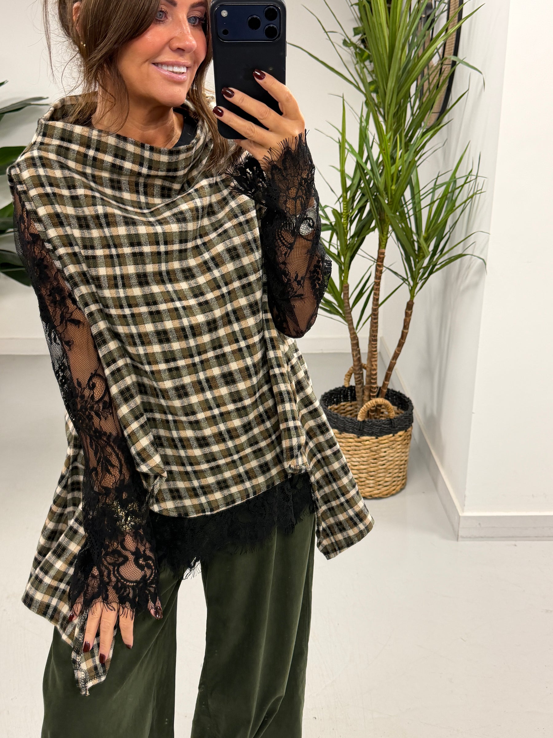 The Bailey Brushed Cotton Plaid Tank - Khaki (Size 10-16)