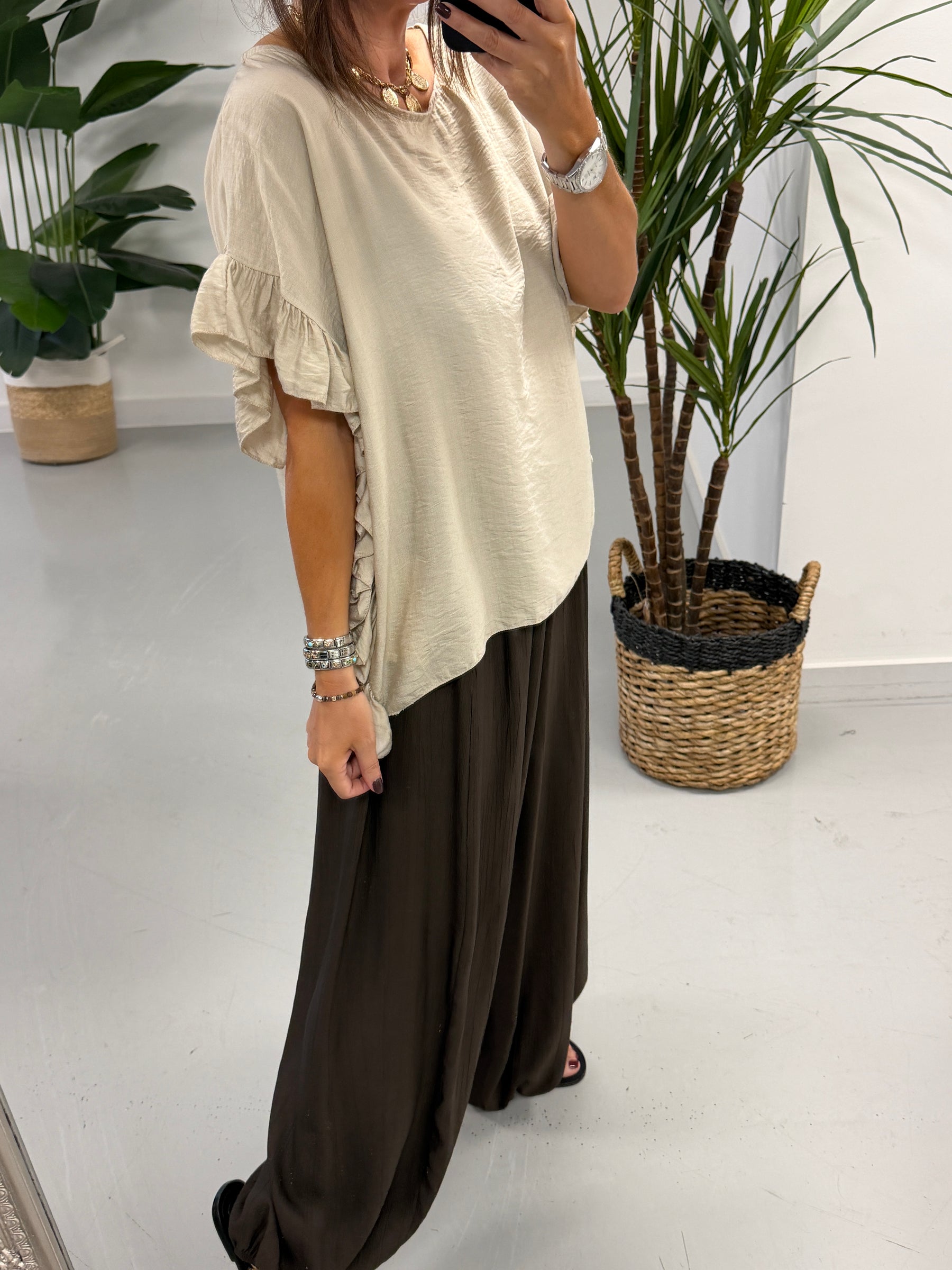 The Side Frill Tunic - Cream