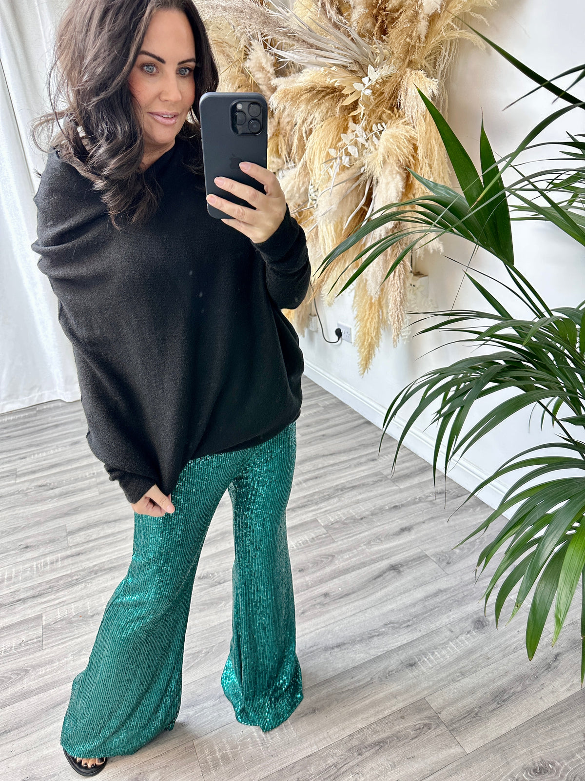 Sequin Trouser - Emerald