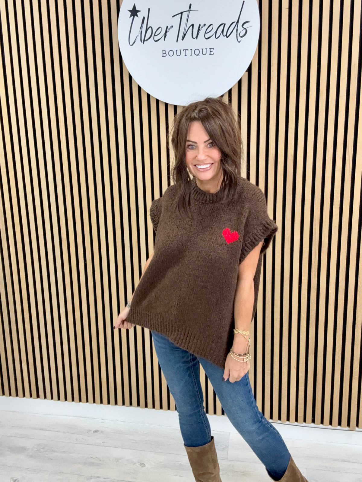 The Cosy Heart Tank - Chocolate