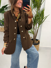 PRE ORER Military Ruched Sleeve Blazer - Chocolate