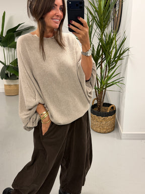 Bubble Sleeve Soft Knit - Oatmeal (Size 10-18)