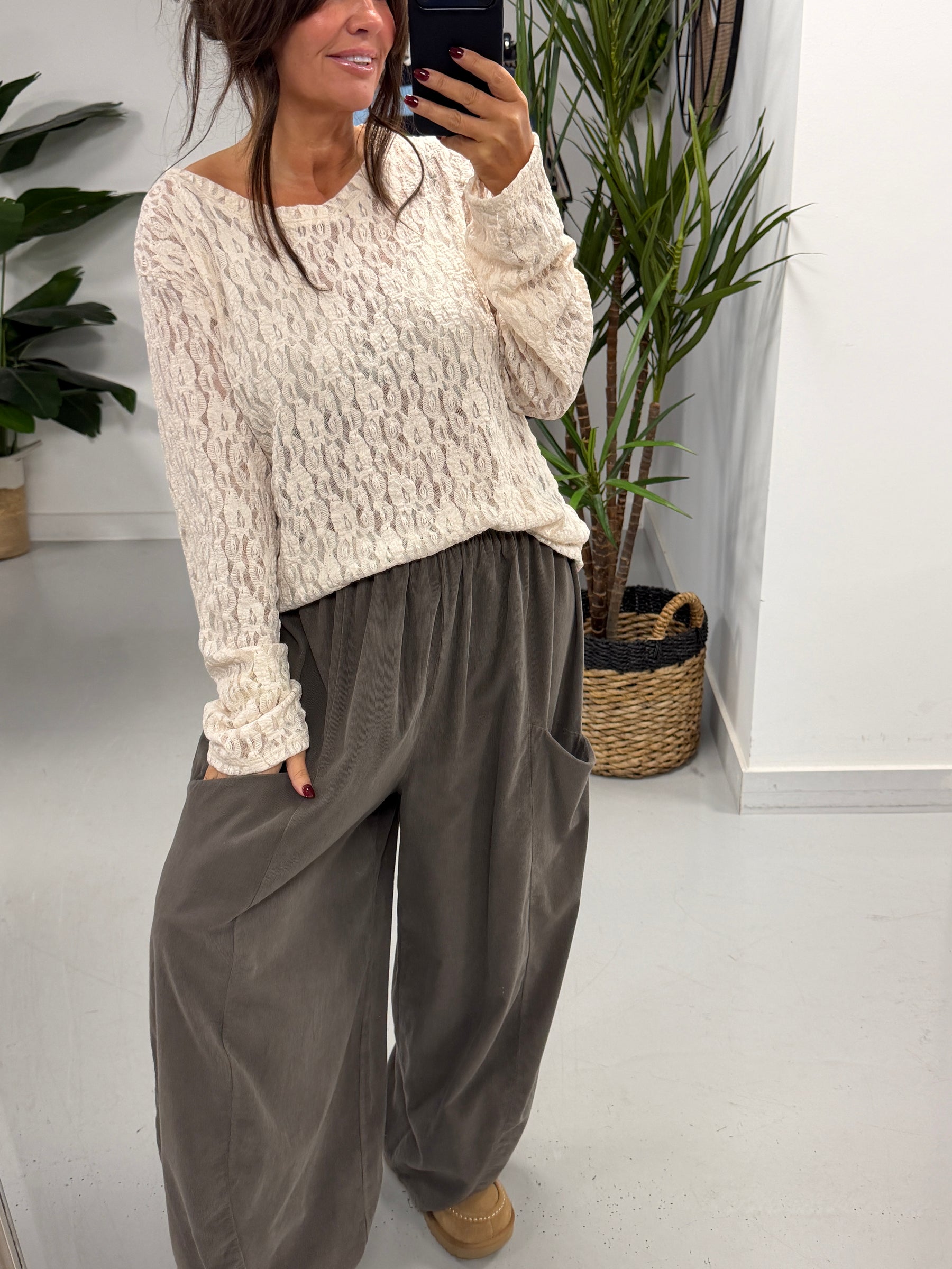 The Barrel Pocket Needlecord Joggers - Taupe (Size 10-18)
