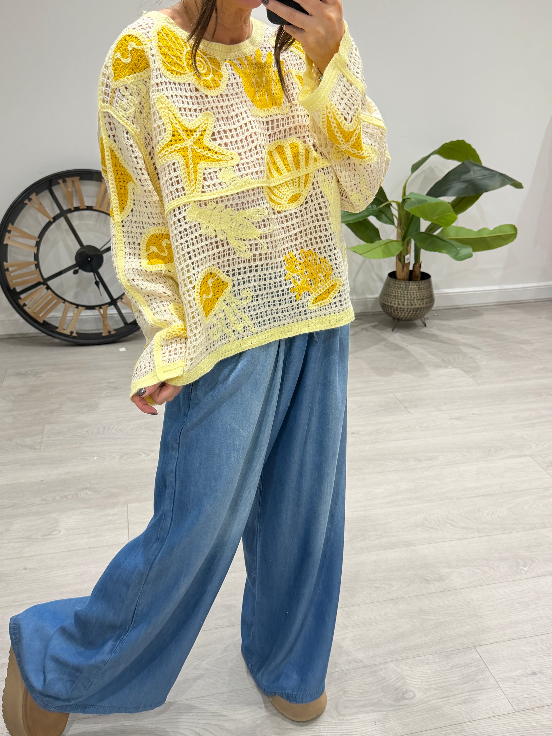 Sorrento Seashells Top - Lemon