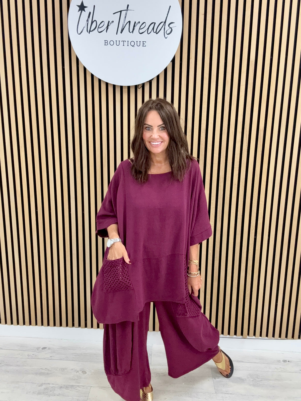 Sahara Crochet Pocket Tunic - Mulberry