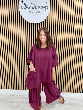 Sahara Crochet Pocket Tunic - Mulberry