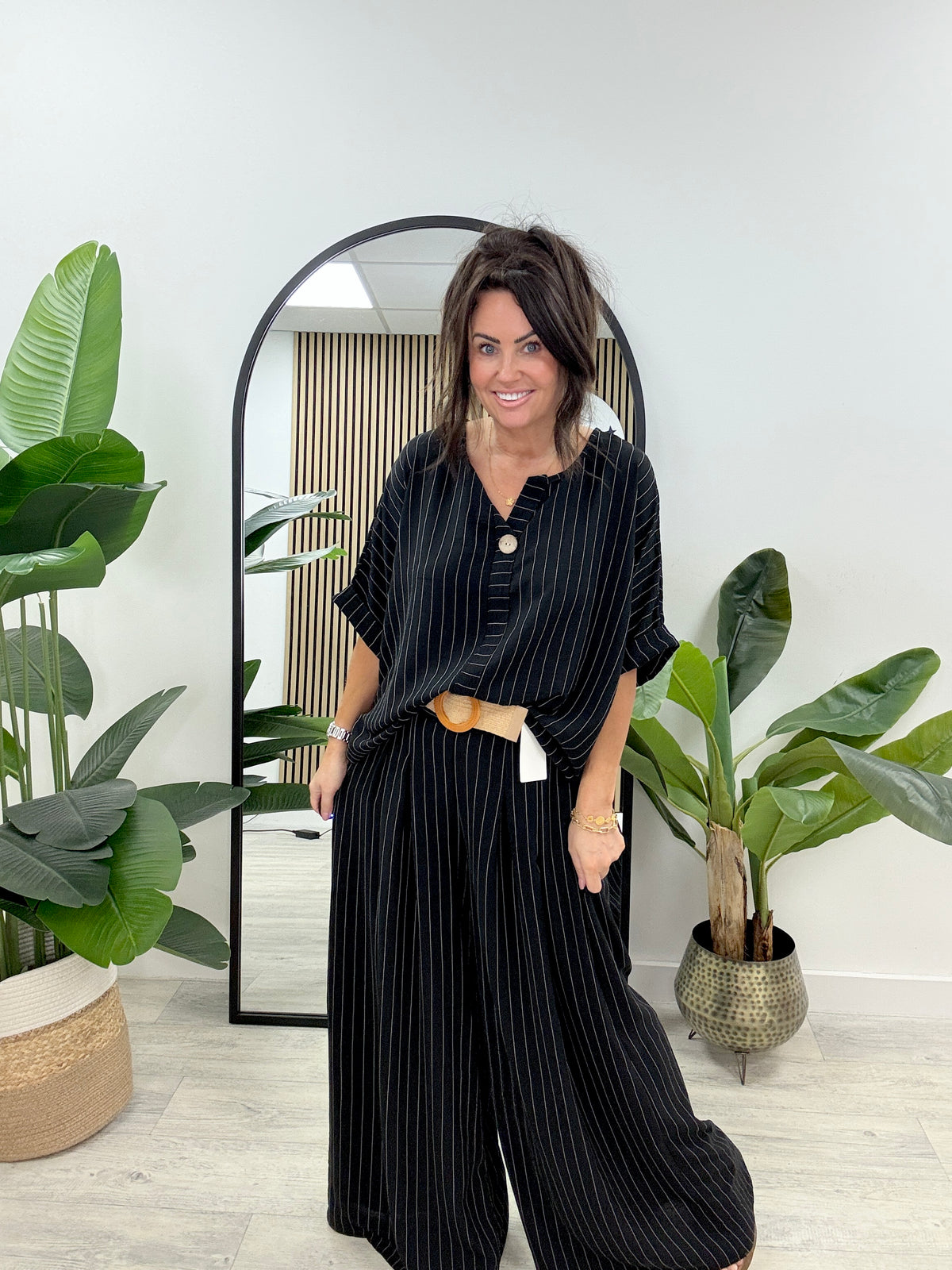 The Pinstripe Two Piece - Black