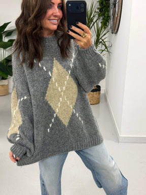 The Argyle Rustic Soft Knit - Grey (Size 10-18)