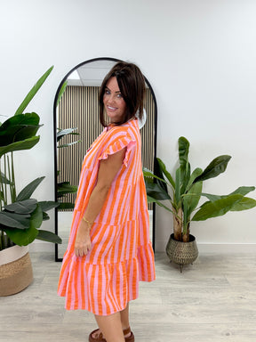 Valencia Tunic Dress - Baby Pink/Orange