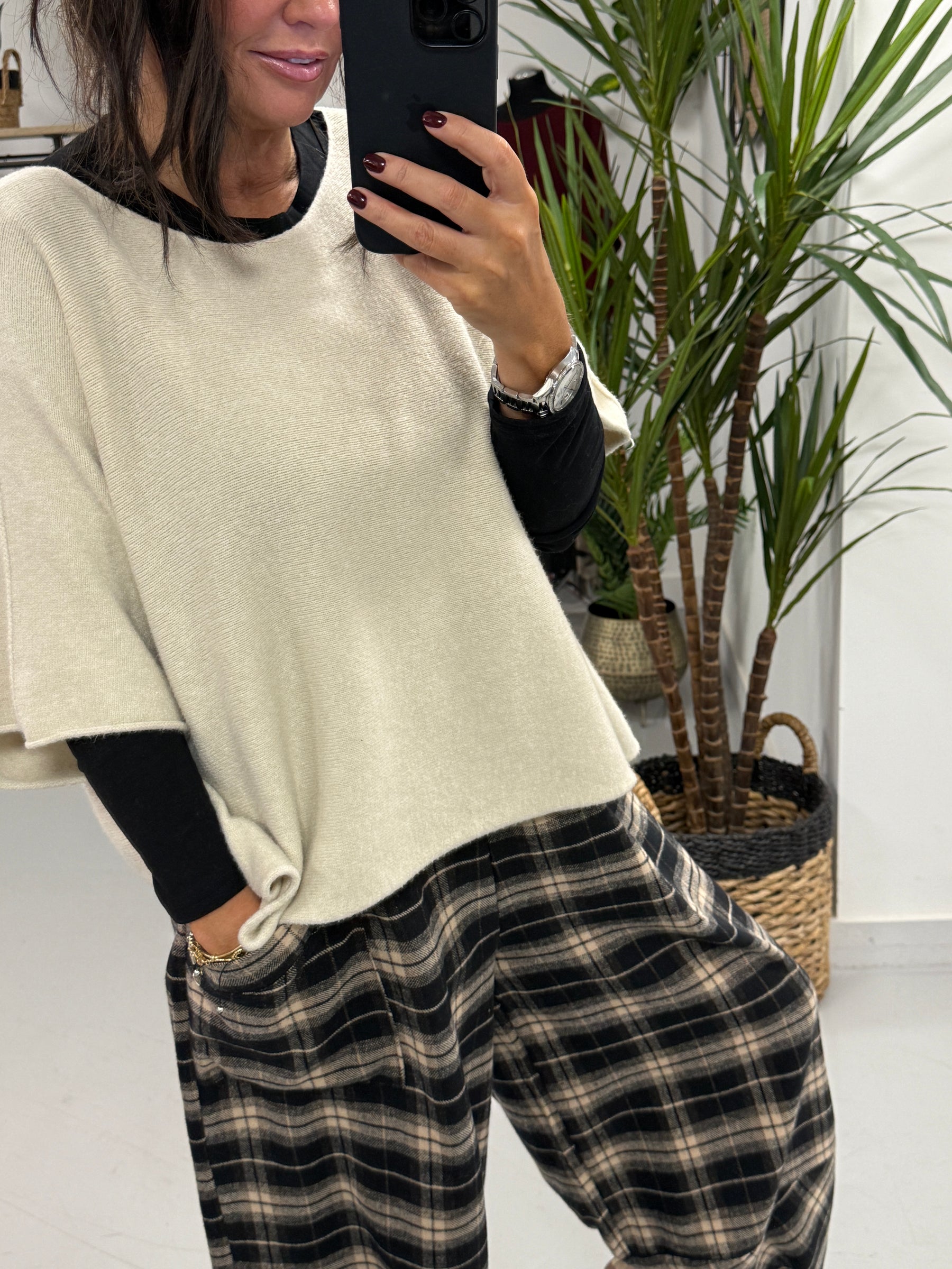 Gracie Crop Sleeve Knit - Stone