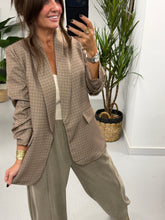 Ruched Sleeve Plaid Blazer - Taupe  (Std sizes)