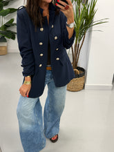 Military Ruched Sleeve Blazer - Navy