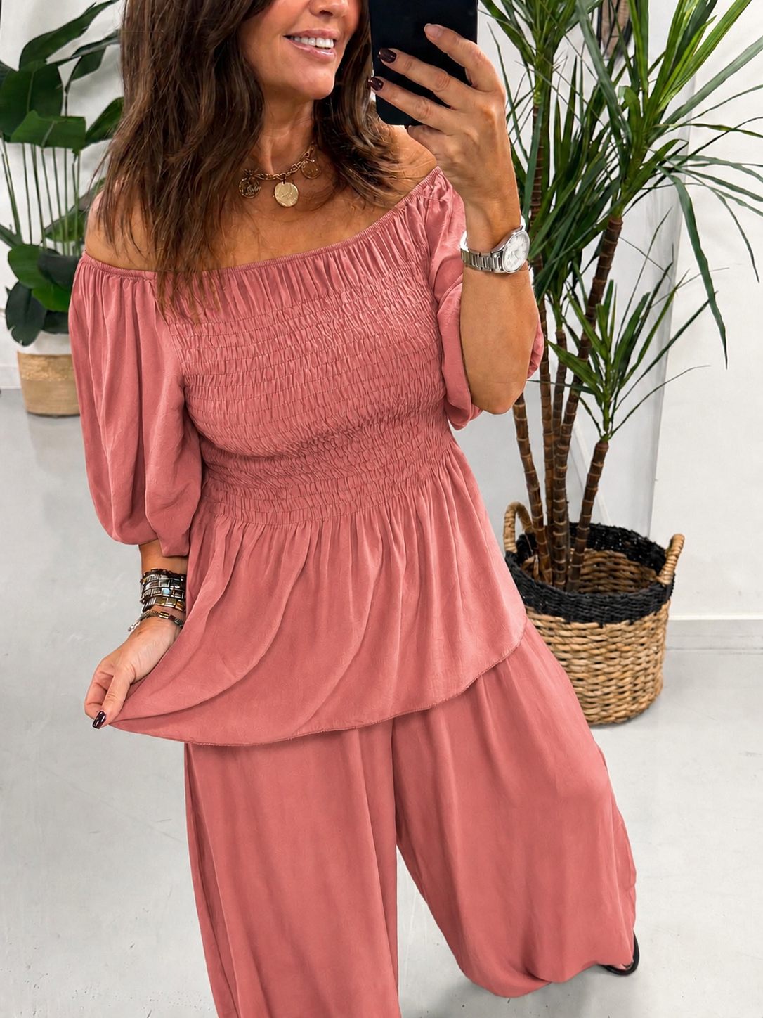 The LuLu Puff Sleeve Bardot - Raspberry