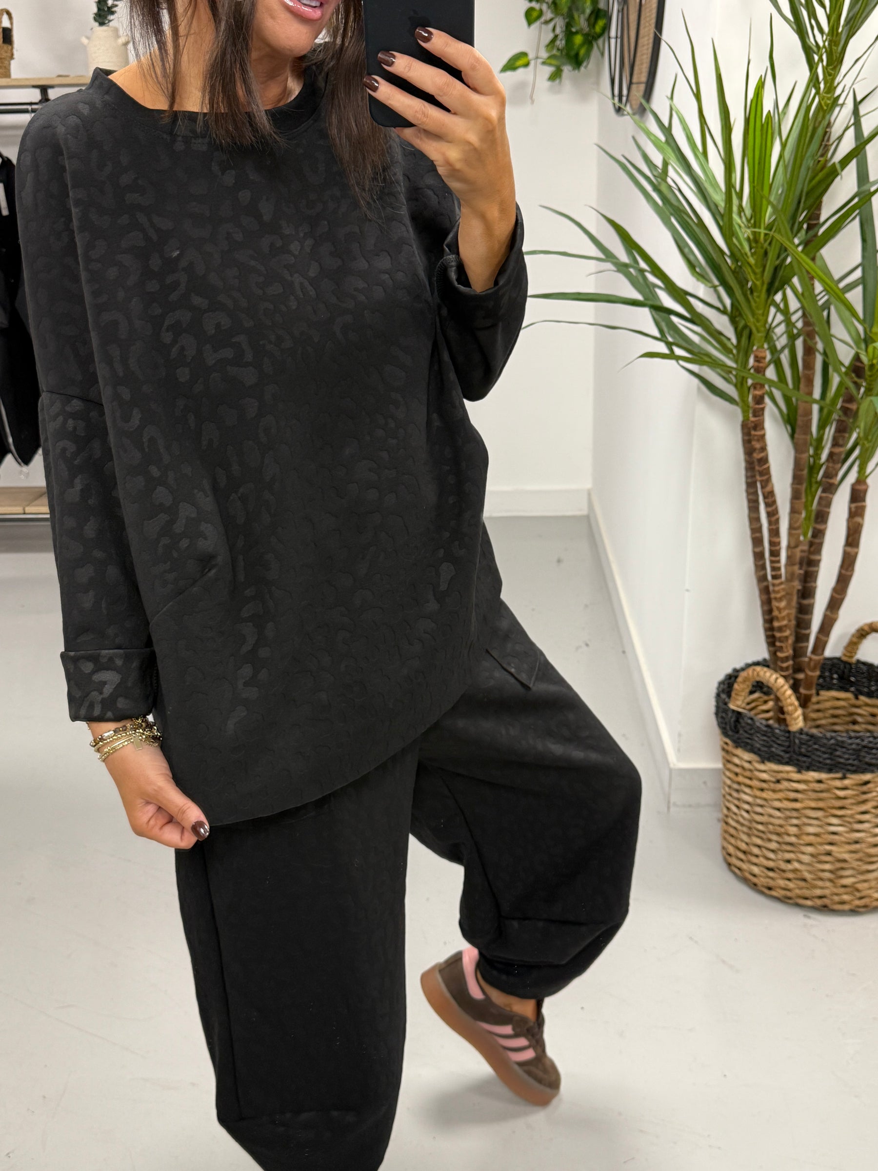 The Embossed Animal Two Piece - Black