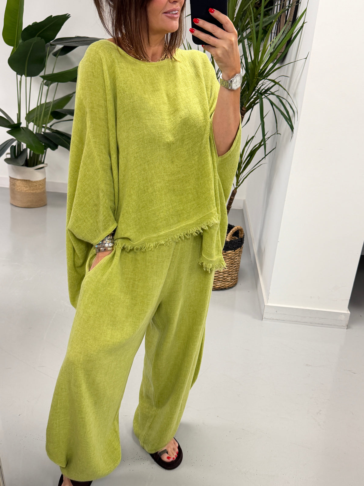 Sahara Frayed Edge Tunic - Green
