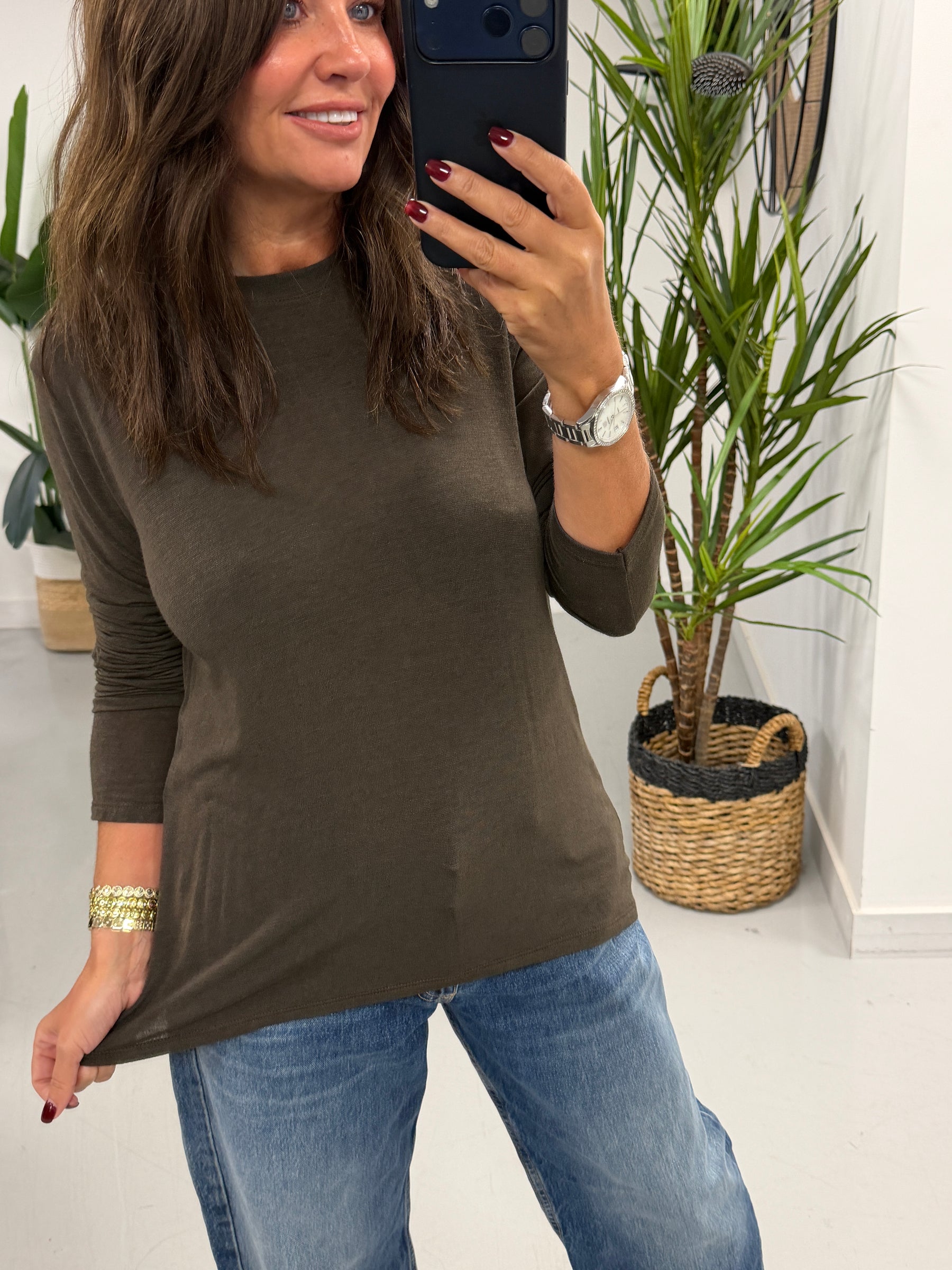 The Cashmere Blend Layering Top - Chocolate (Size 12-18)