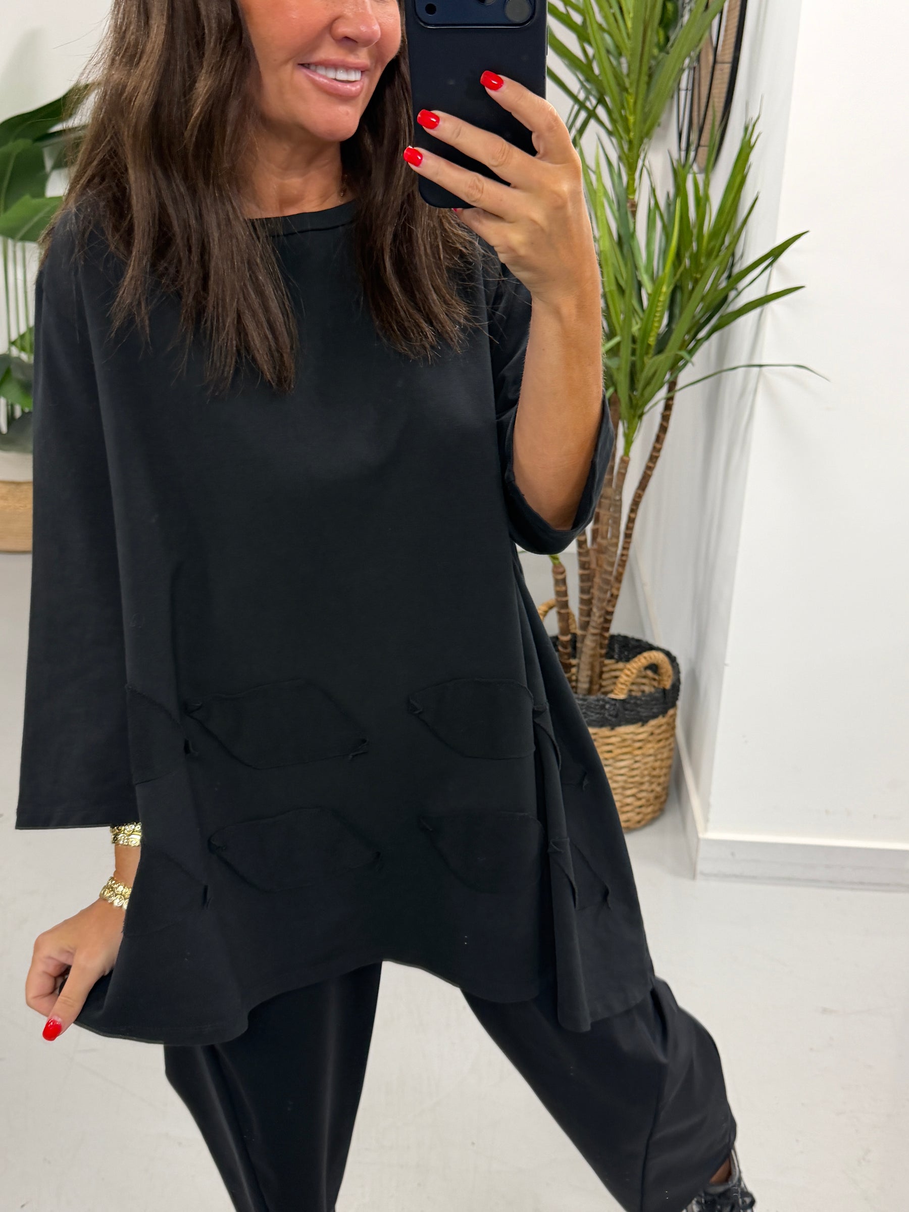 I.D Asymmetric Jersey Tunic - Black