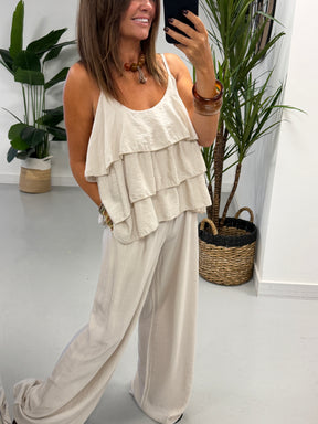 Crinkle Rara Co Ord - Cream