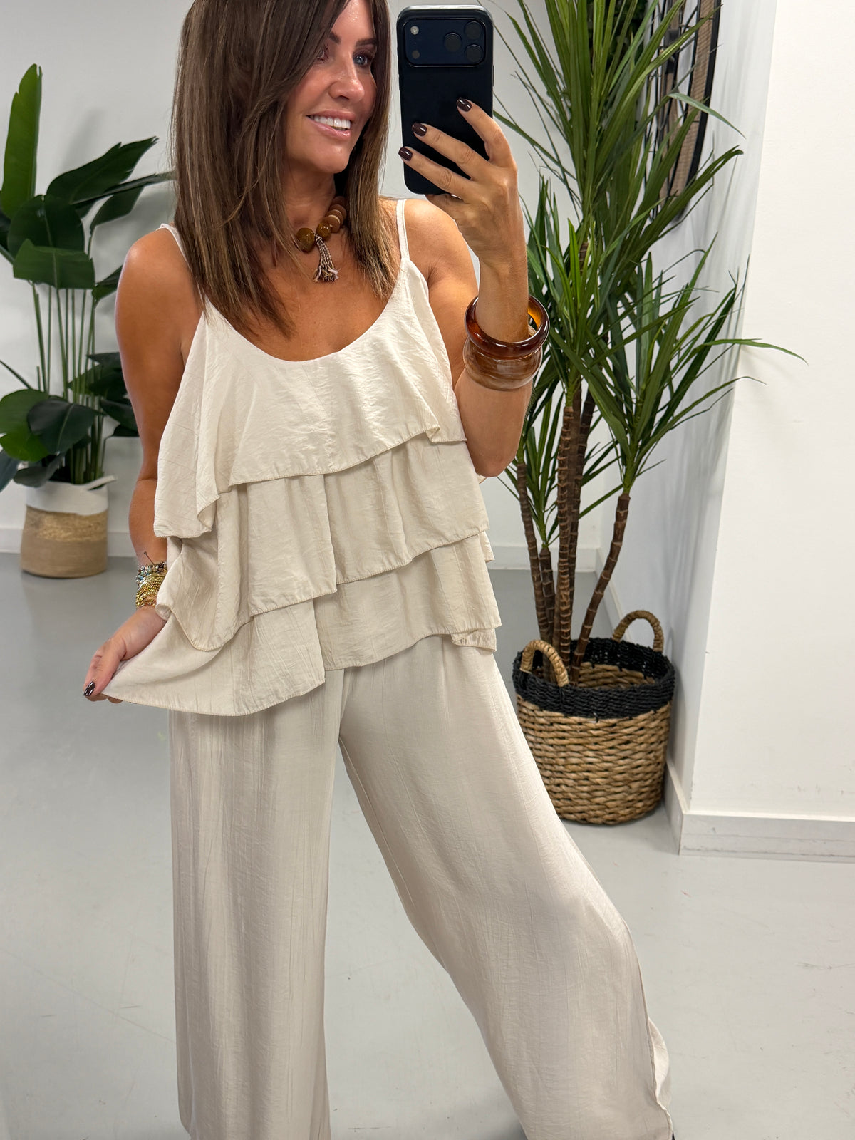 Crinkle Rara Co Ord - Cream