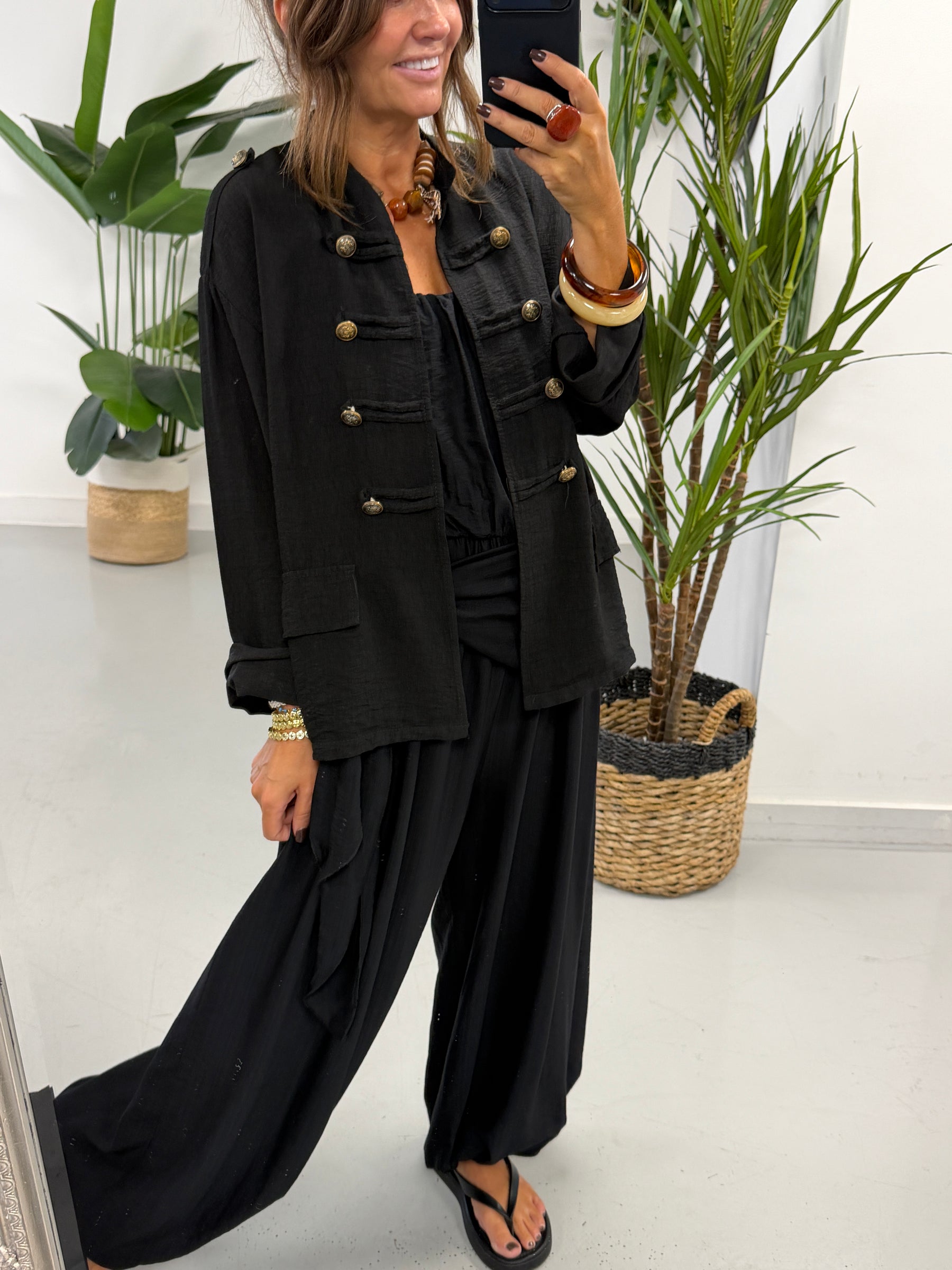 Wrap Crinkle Balloon Jumpsuit Black 10-16