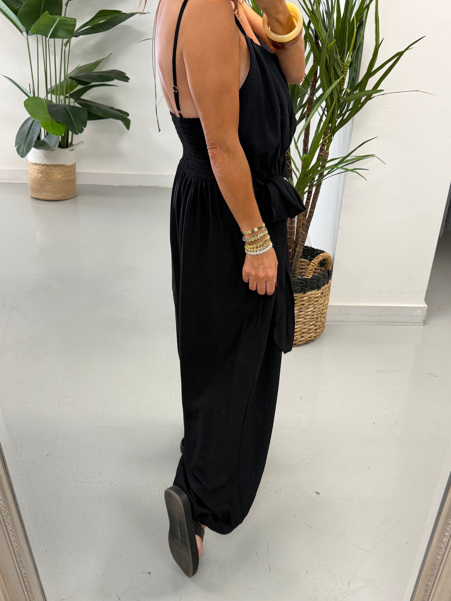 Wrap Crinkle Balloon Jumpsuit Black 10-16