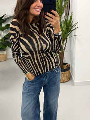 The Cashmere Blend Mesh - Black/Cream Zebra  (Size 8-14)