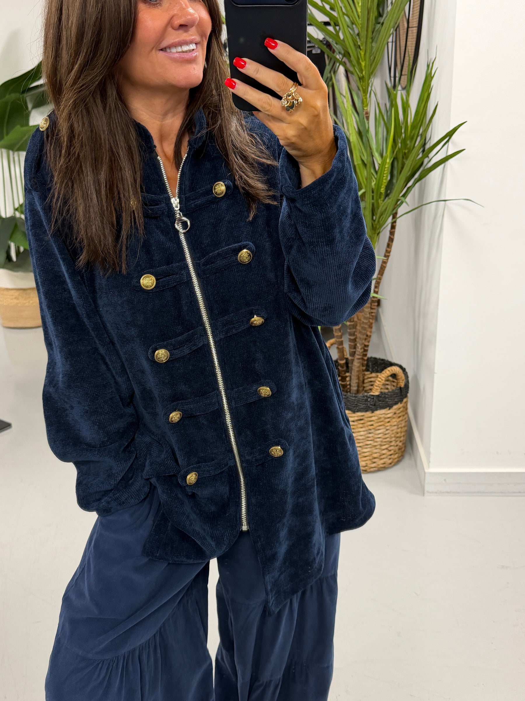 The Tiered Balloon Needlecord Trousers - Navy