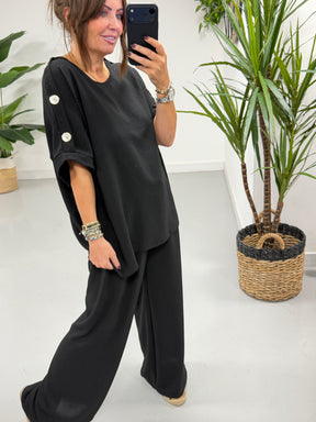 Gold Button Two Piece - Black