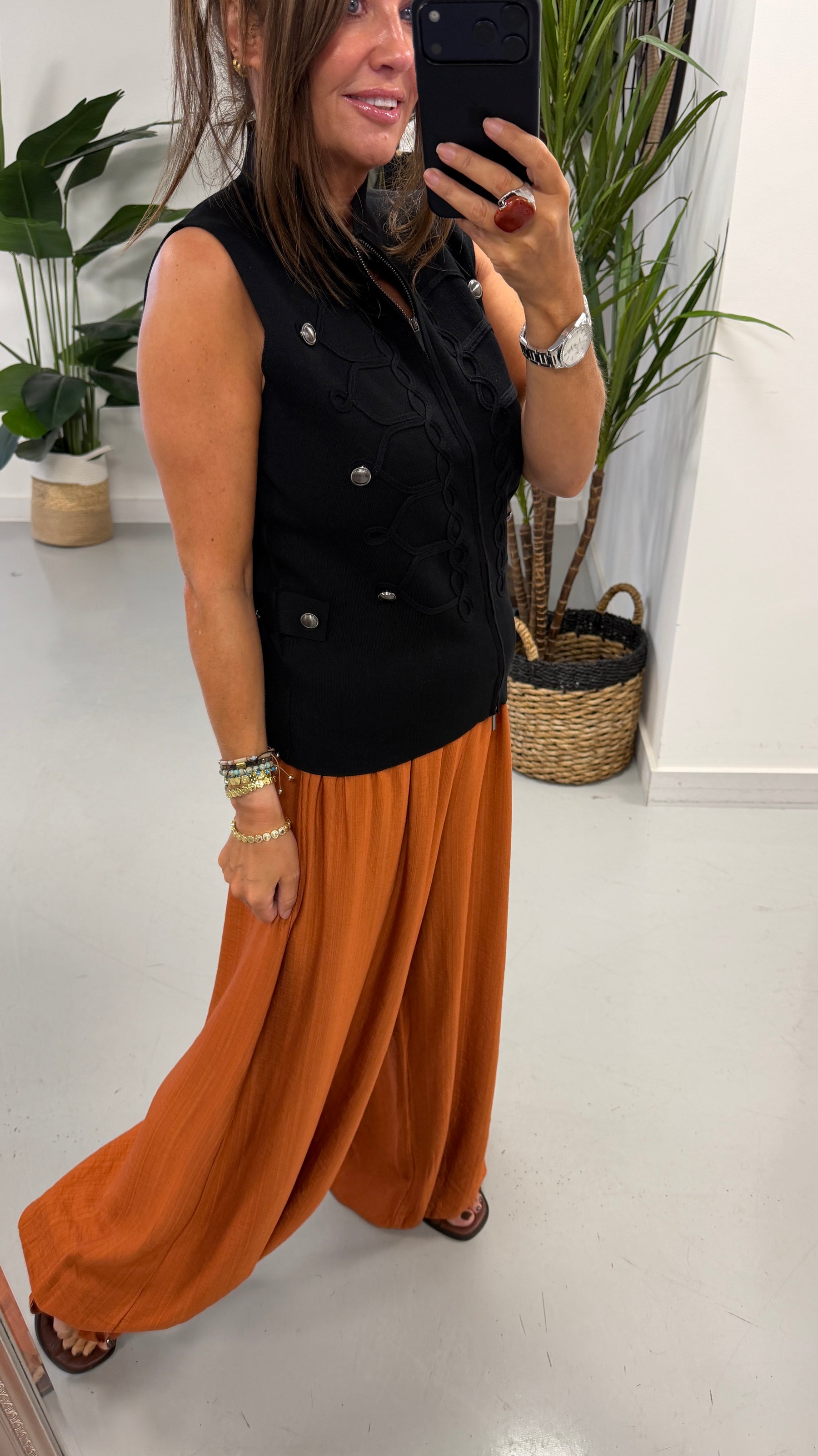 The Balloon Tie Cuff Trousers - Rust