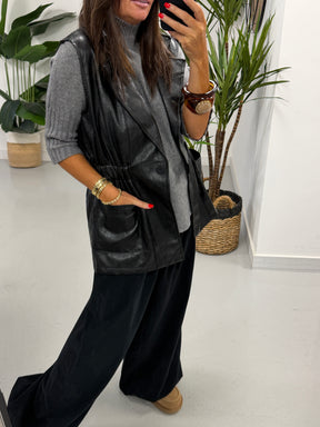 Soft Touch PU Gilet - Black