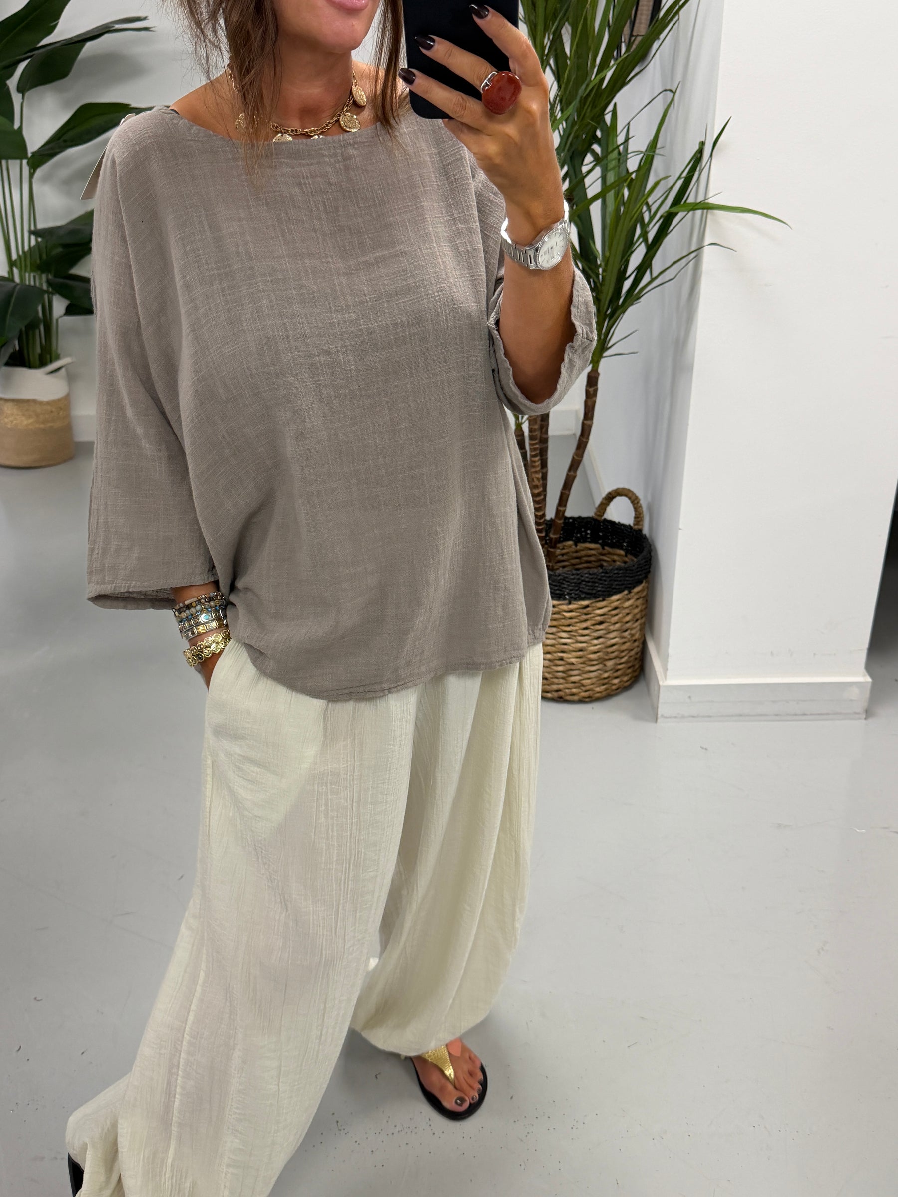 Basic Cotton Top - Taupe
