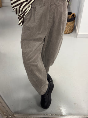 Jumbo Cord Barrel Trousers - Taupe (Size 10-14)