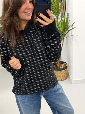 Super Soft Dogtooth Knit - Black
