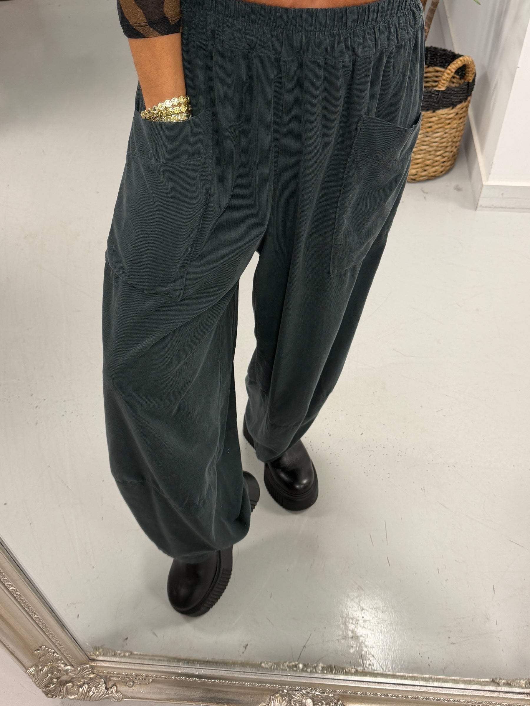 The Tulip Needlecord Joggers - Charcoal (Size 10-14)