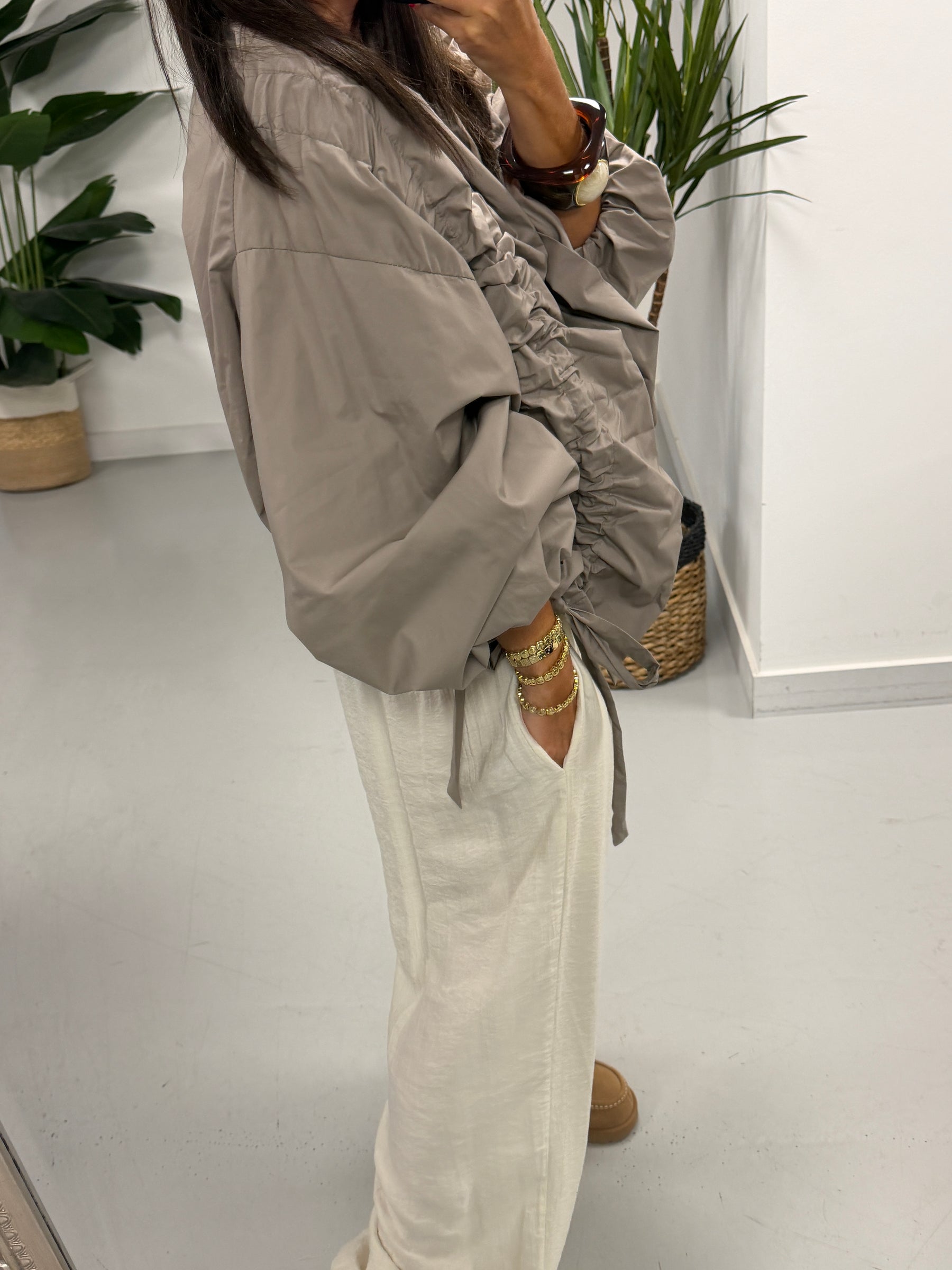 The Urban Ruched Jacket - Taupe