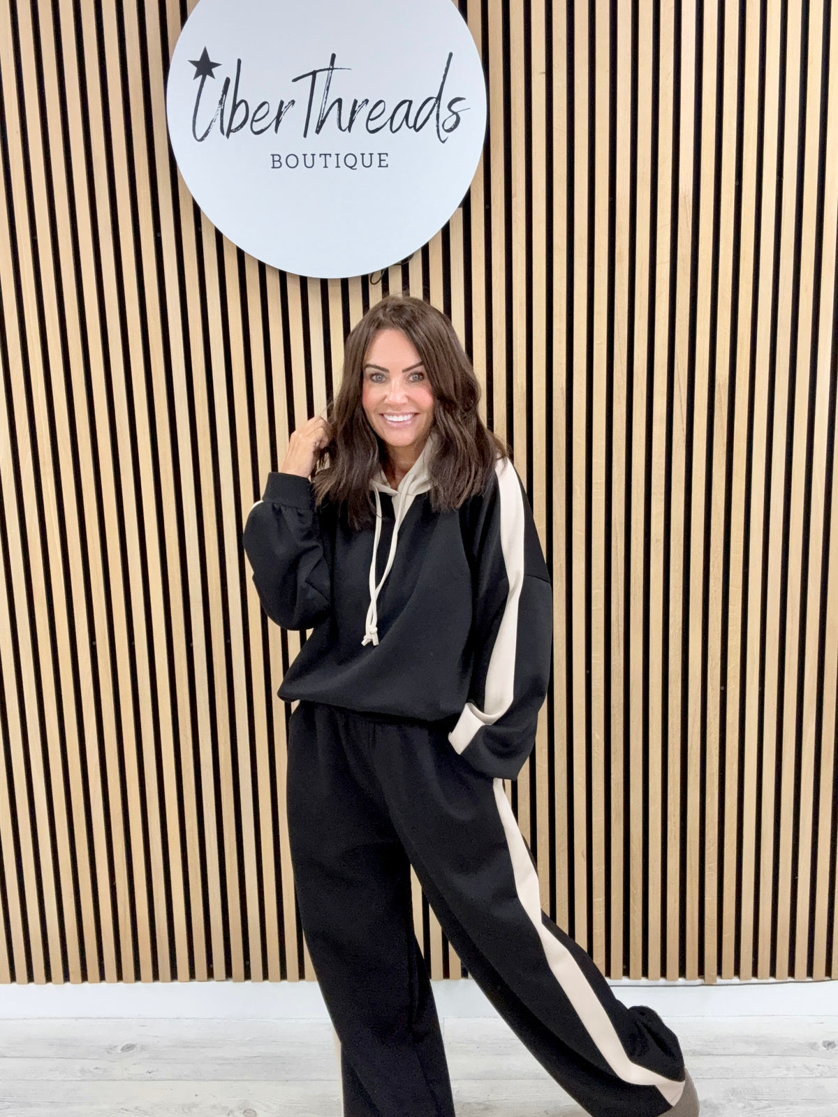The Stripe Scuba Hooded Tracksuit - Black