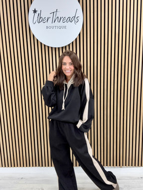 The Stripe Scuba Hooded Tracksuit - Black
