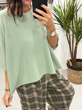 Gracie Crop Sleeve Knit - Mint Green