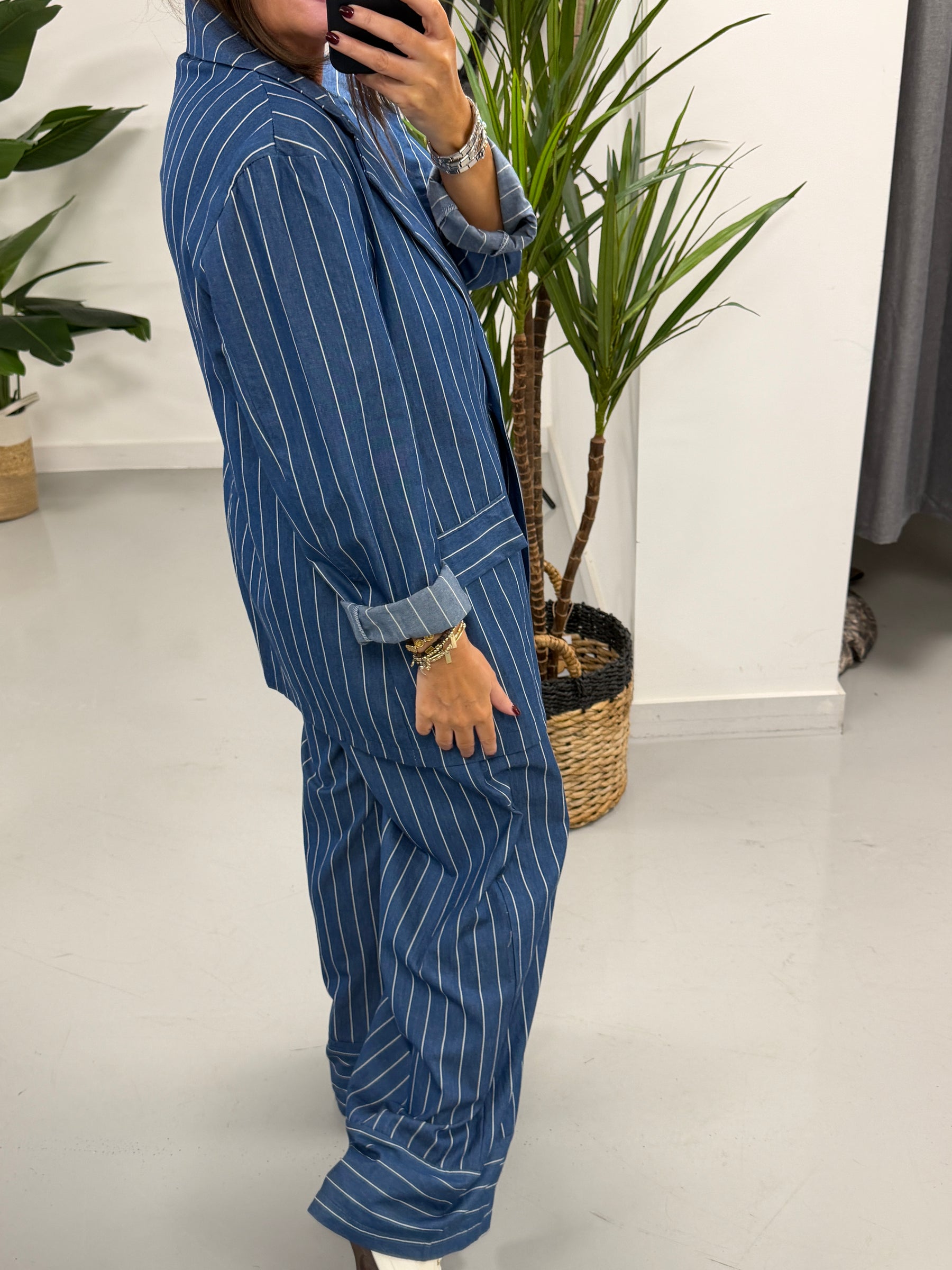 Deniably Denim Stripe Blazer  - Dark Stripe