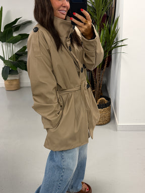 Faux & Fierce PU Trench Jacket - Camel