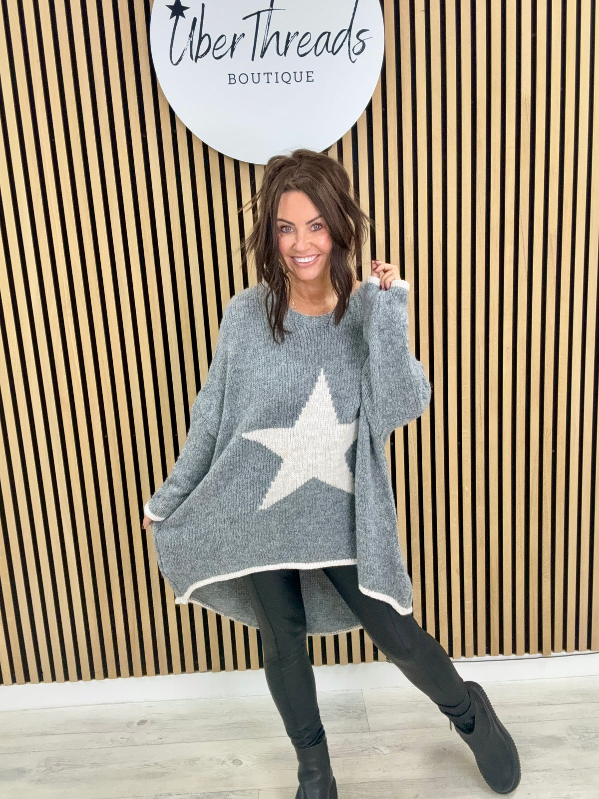 The Super Star Hi Lo Knit - Grey