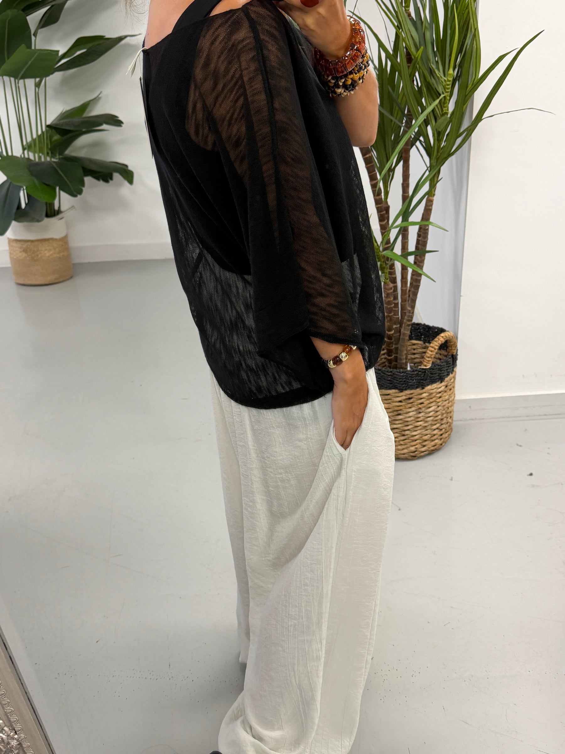 The Rae Summer Lightweight Layering Knit - Black