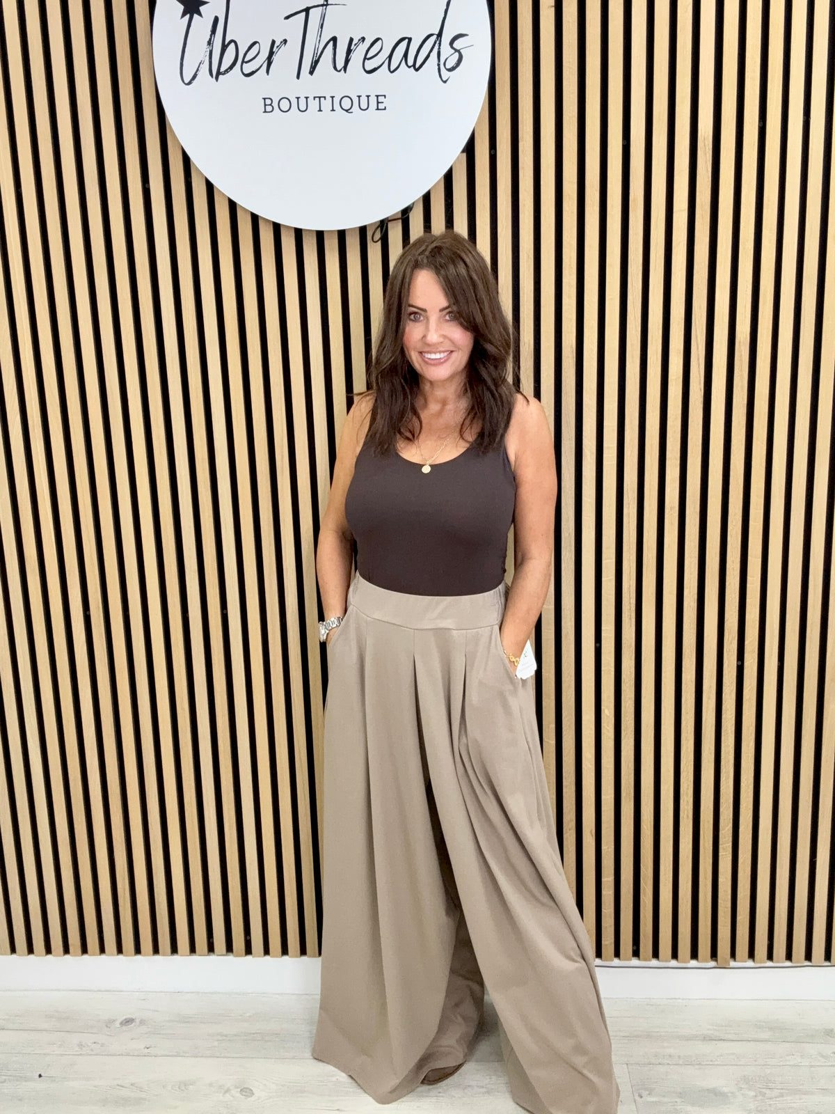 Jersey Wide Leg Palazzo - Mocha