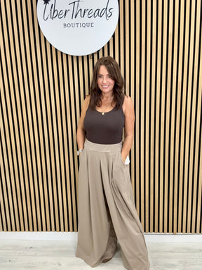 Jersey Wide Leg Palazzo - Mocha