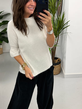 The Drift Ruffle Sleeve Knit - Winter White (Size 10-16)