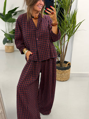 The Autumn Check Shirt - Wine/Navy