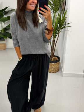 Crop Sleeve Knit - Grey