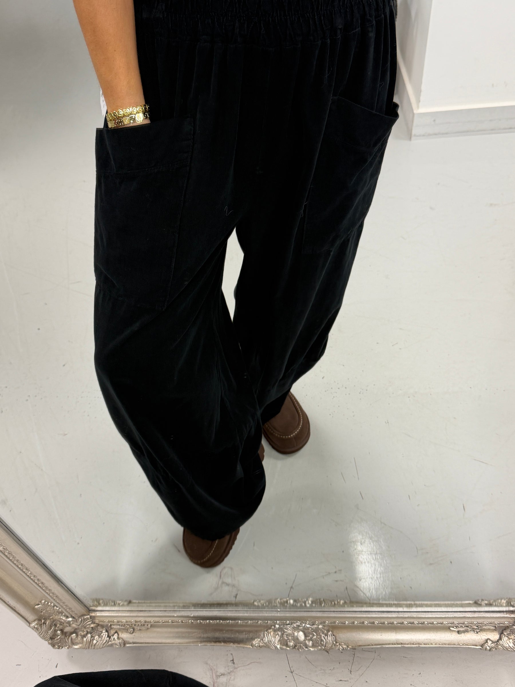 The Tulip Needlecord Joggers - Black (Size 10-14)